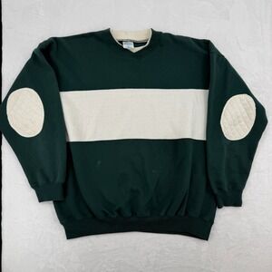 VTG 90s Cheetah Sweatshirt Unisex Sz XL Two Tone Padded Elbows STAINS